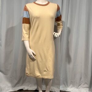 Roolee Tan and Orange Raglan Long Sleeve Shirt Dress xxl